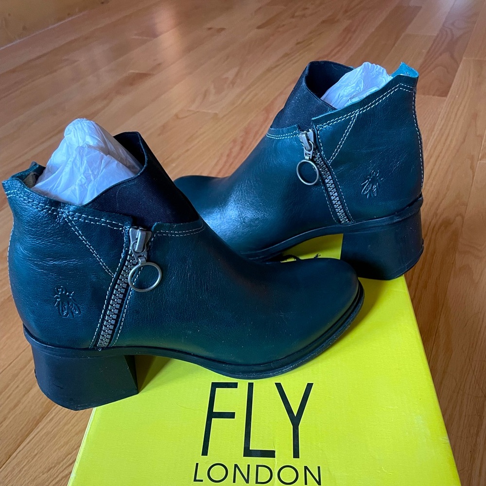 FLY LONDON. GIGLIO BOOT in DARK PETROL( deep ,dark greenish)